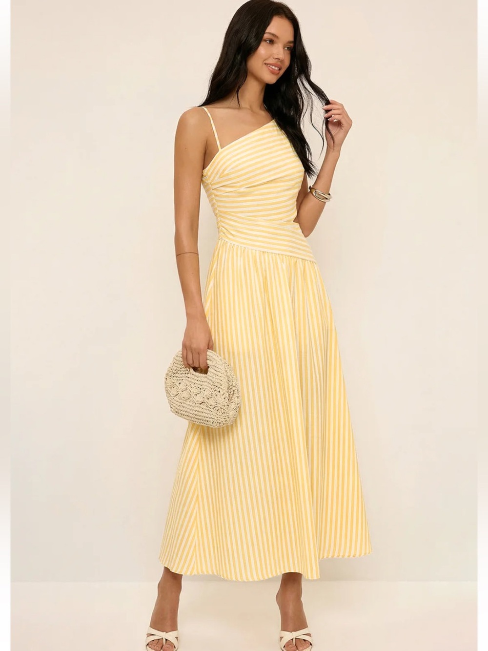 Commense Striped Cut-Out Asymmetric Cami Maxi Dress Size Small NWT